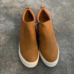 Tan sneaker booties